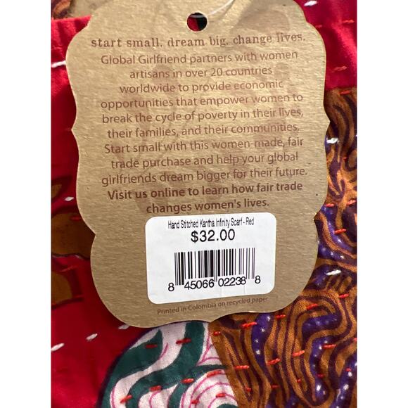 Hand Stitched Kanthra Infinity Scarf - Picture 3 of 6